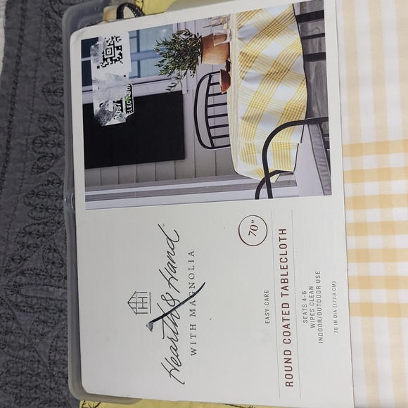 Hearth & Hand Yellow and White Plaid Tablecloth - Picture 2 of 4